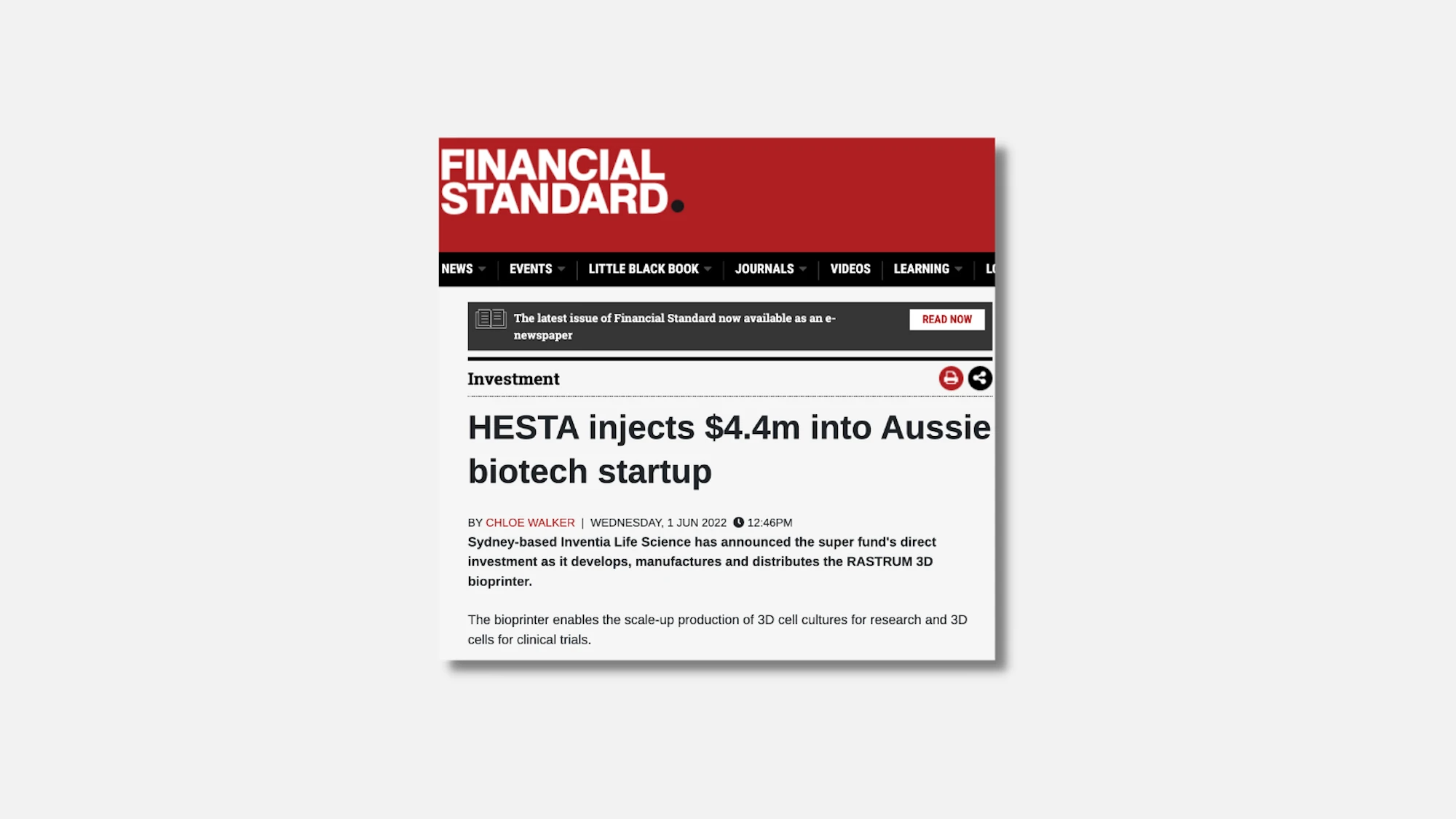 HESTA injects $4.4m into Aussie biotech startup | Financial Standard