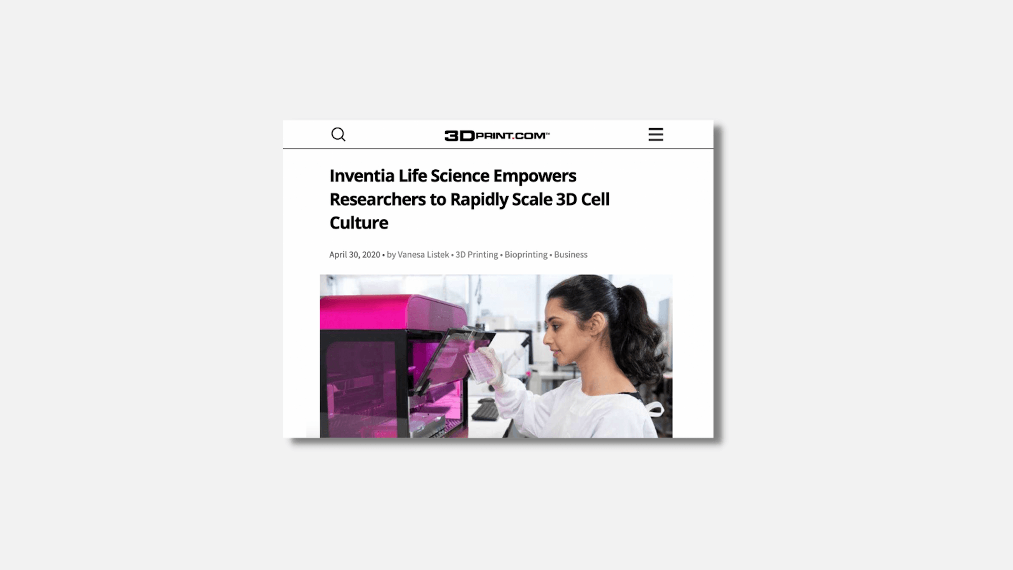 Inventia Life Science empowers researchers to rapidly scale 3D cell culture | 3DPrint.com