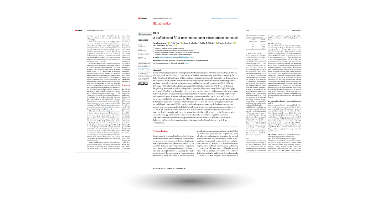 A biofabricated 3D cancer-stroma tumor microenvironment model
