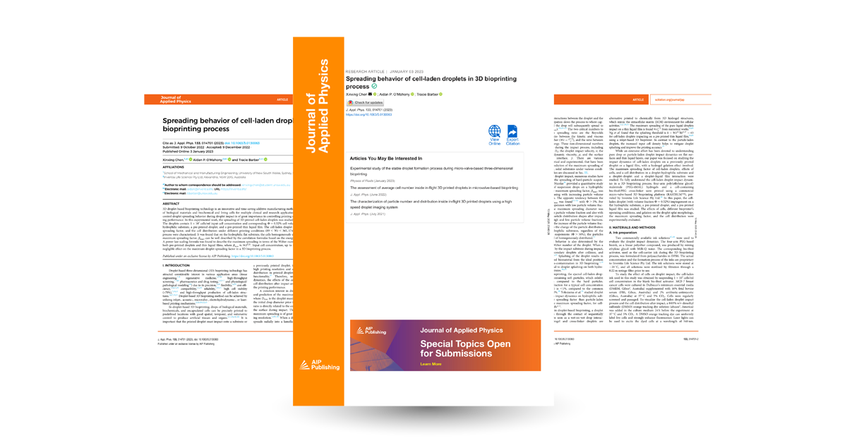 Spreading behavior of cell-laden droplets in 3D bioprinting process